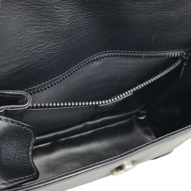 CELINE セリーヌ ショルダーバッグ ブラック シルバー ガンチーニ レザー vintage ヴィンテージ オールド zrwxe4