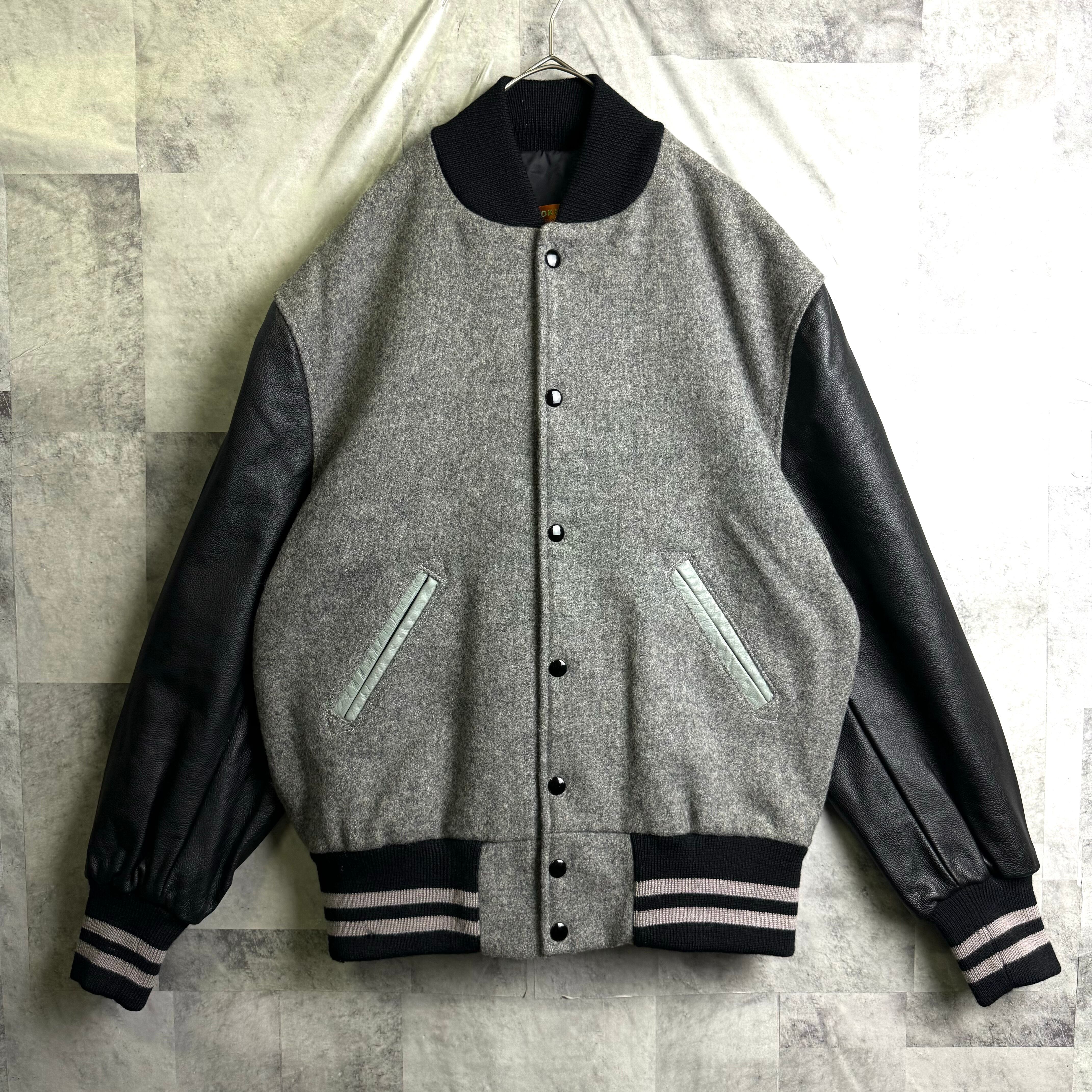 USA製 SKOOKUM アワードジャケット 袖レザー スタジャン グレー  