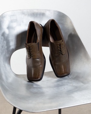 designed square toe leather shoes / SIZE:US8