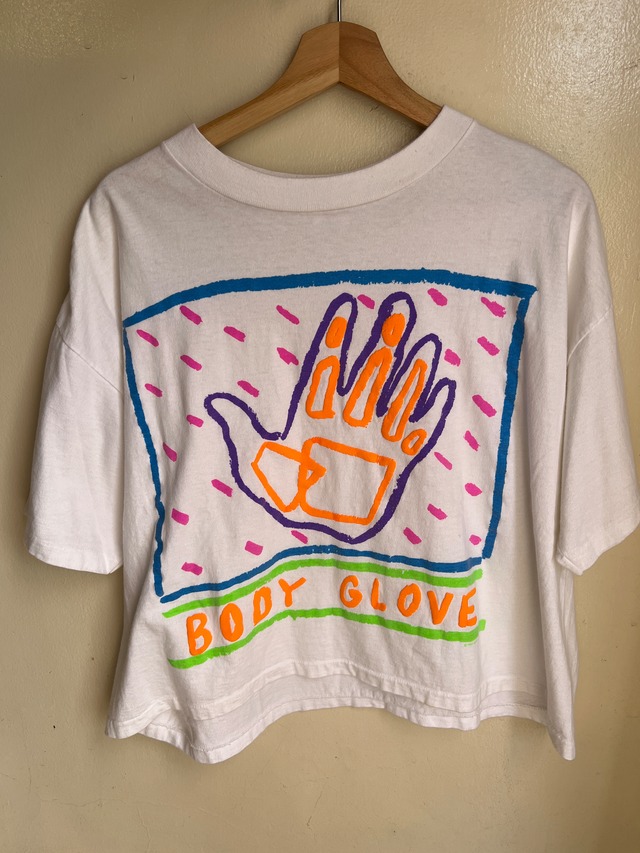 Vintage U.S.A art × neon color hand T-shirt