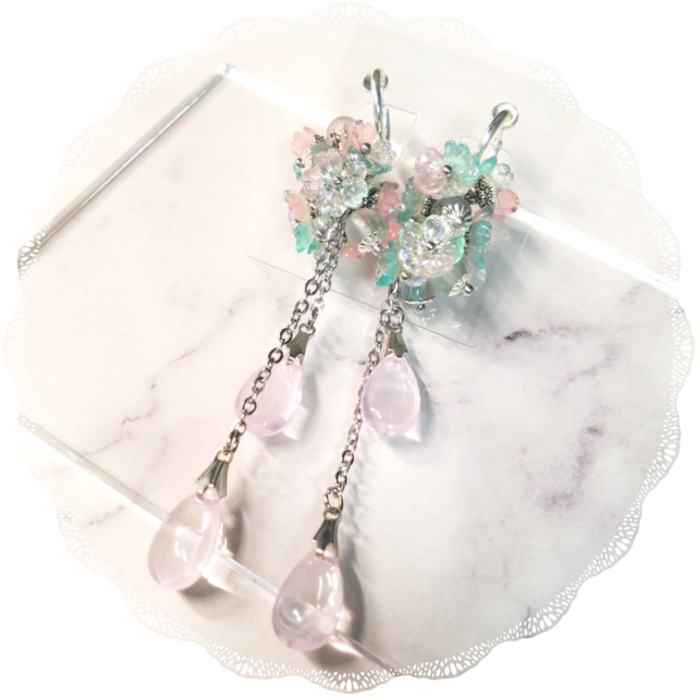 【イヤリング】桜萌黄