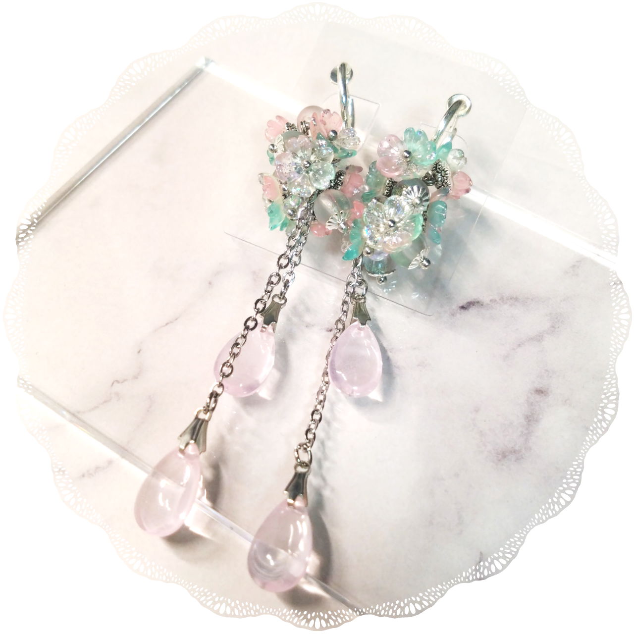 【イヤリング】桜萌黄