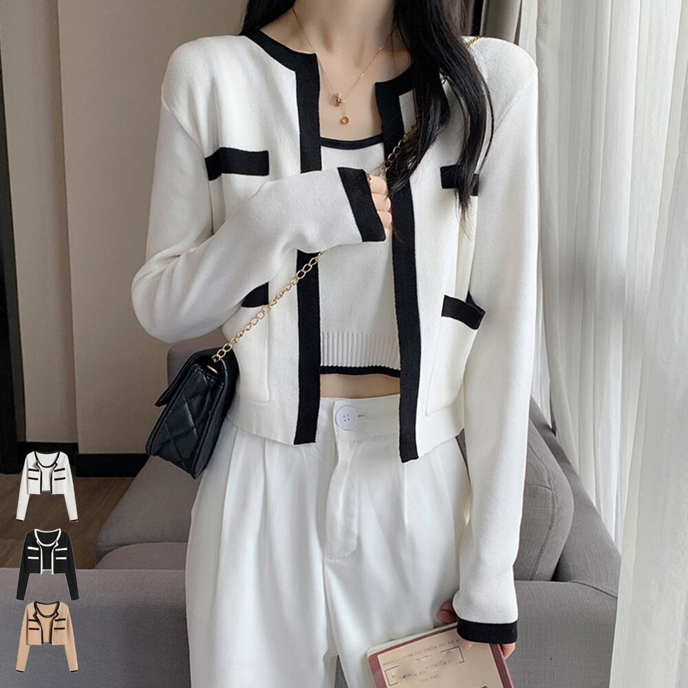 ニットカーディガンタンクトップ2点セット