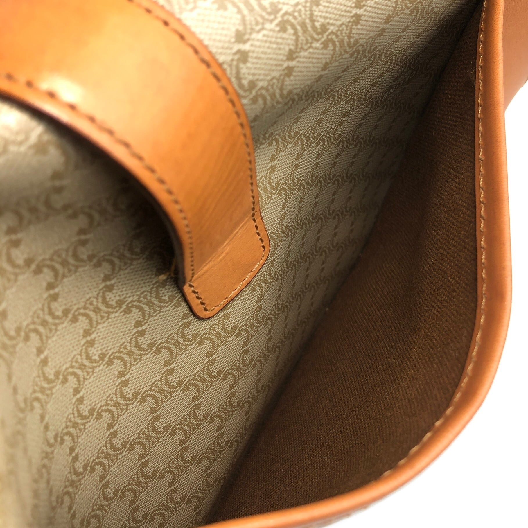 M05-k121 CELINE セリーヌ マカダム フラップ PVC/レザー ショルダーバッグ ベージュ マカダム ショルダーバッグ PVC レザー ベージュ ライトブラウン