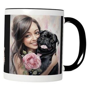 2 tone mug   -myhoney dog- black　　mag-16