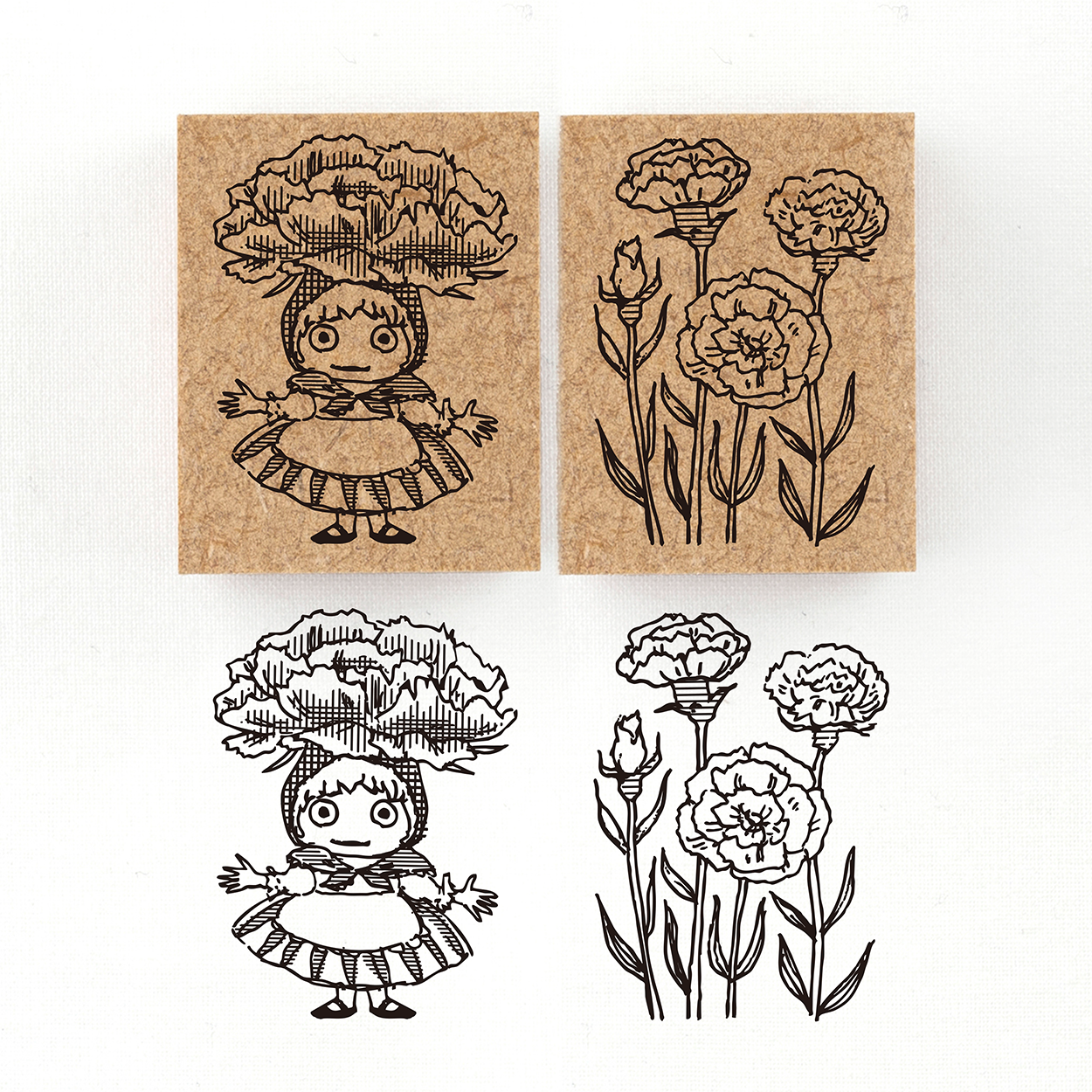 『カーネーションの精霊 カルネ Caret』花の精霊フローラニマ達のスタンプ 26×34mm