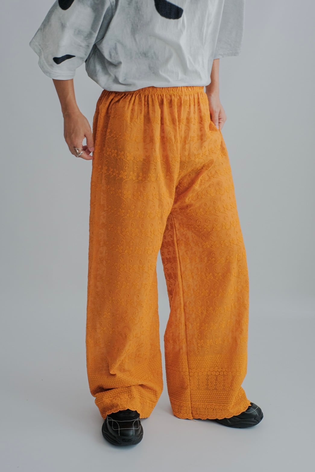 1990s embroidery easy wide pants