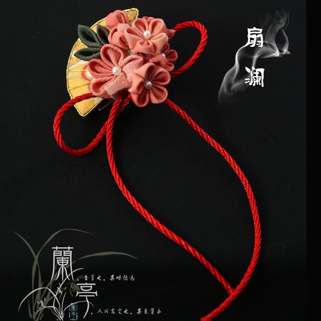 BJD人形用アクセサリー 髪飾り 簪 雛菊カラーフル扇子 和風 着物用 人形用/LTJM