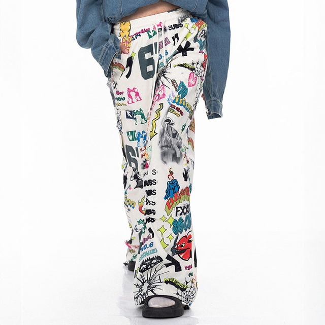 ポップアートグラフィックプリント総柄パンツ   R00155