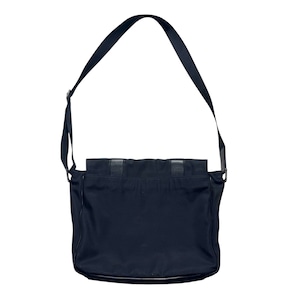LOEWE black leather × nylon canvas shoulder bag