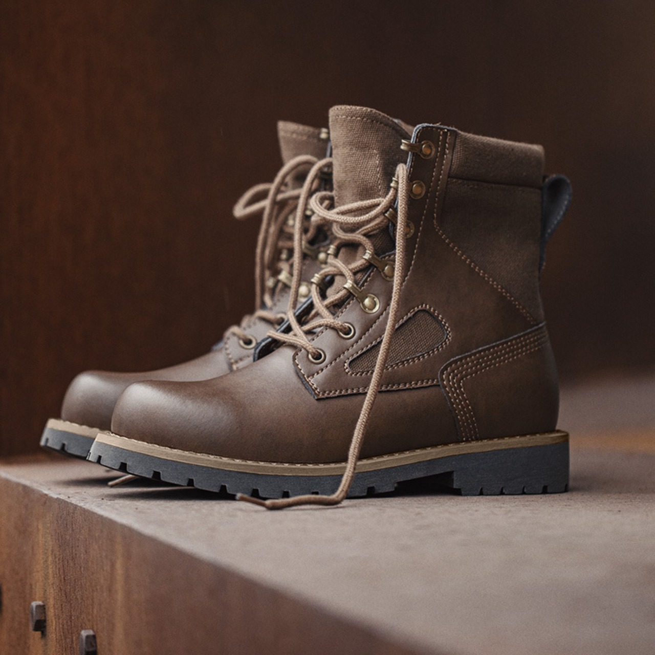 Split Leather Lace-Up Work Boots / スプリット レザー レースアップ ワーク ブーツ