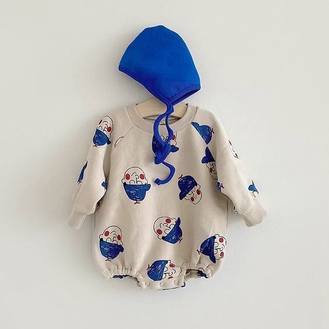 【BABY】ブルーボイ暖かいロンパース