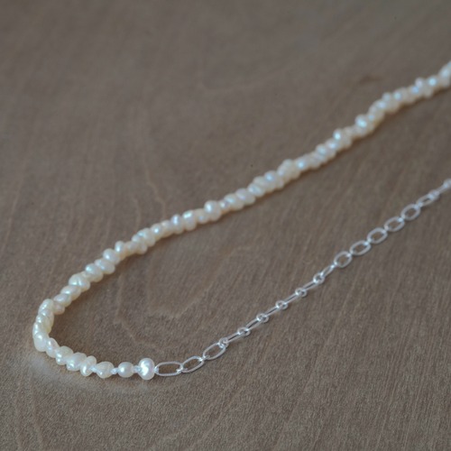 [送料無料] SV925 Fresh water keshi Pearl Silver Mantel Necklace(82,PN012)