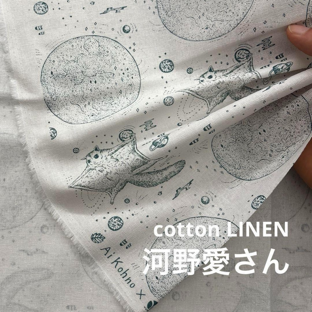 TB309◆2m◆M◆コットンリネン混生地◆河野愛さん◆モモンガ