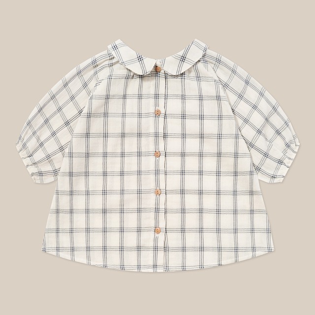 【6-12m ラスト1点】organic zoo / Navy Window Check Collar Dress