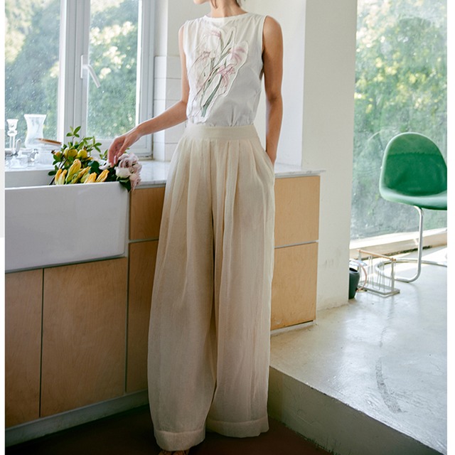 sheer wide pants 10674