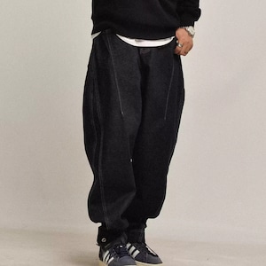 ディープブルー ワイドデニムパンツ N3433