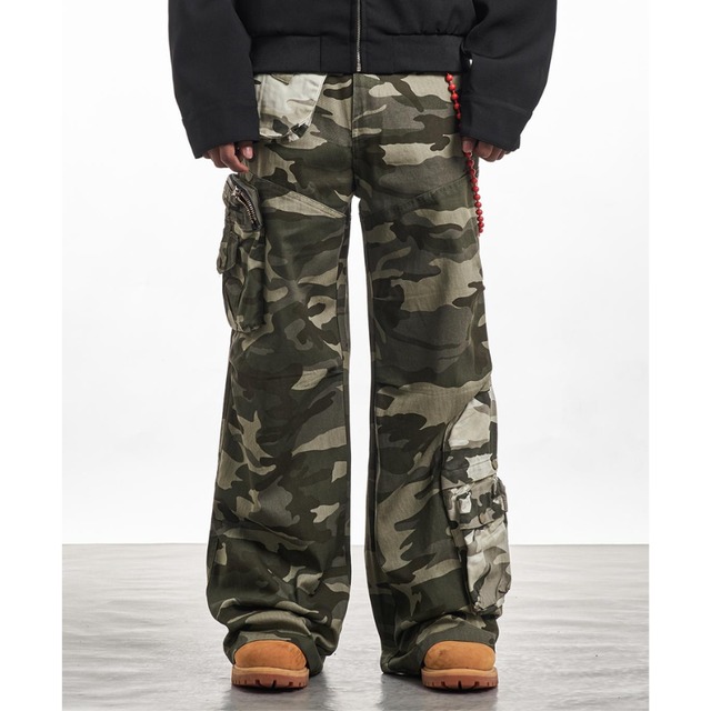 【DRIP6244】D/B Wide-leg Straight Camouflage Pants
