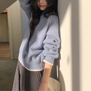 crew-neck border knit　J00383