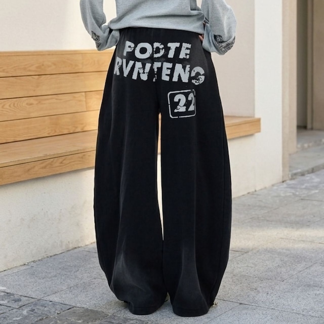 バックレタリングナンバリングワイドパンツ 2col R02630
