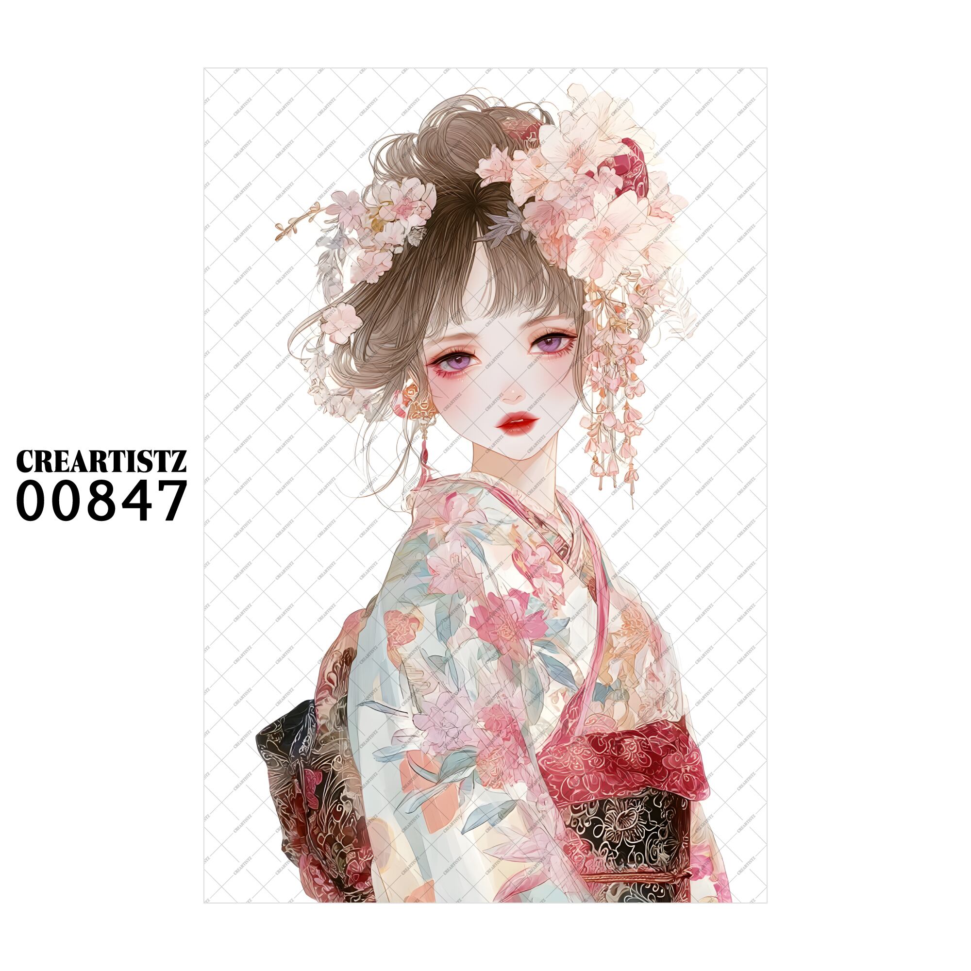 00847 ガール キュート オリジナル ペーパー/ステッカー 4枚セット CREARTISTZ