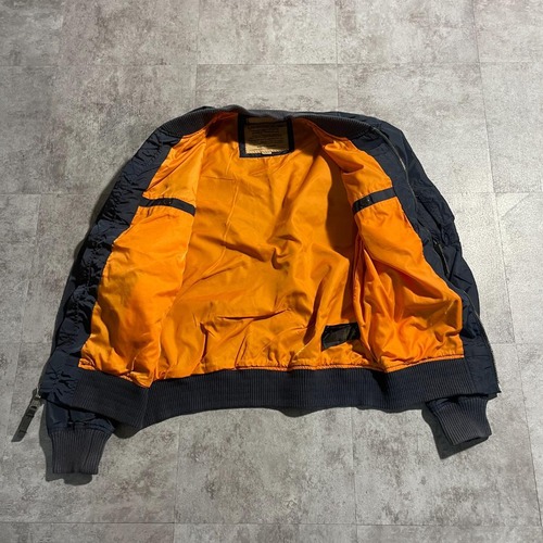 00s- ALPHA INDUSTRIES MA-1 リバーシブル オレンジライナー ジップ引手ロゴ刻印 スナップボタンロゴ刻印 無地 製 L jacket 詳細写真2