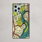 受注生産 iPhoneケース 青い川が流れる細密都市マップ｜水路モチーフ UMAP004D