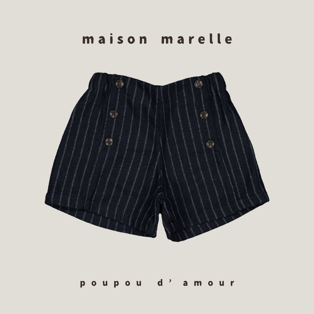 18m~8Y 送料無料 【予約】maison marelle|Short SEVRES- navy stripes/(11月上旬以降入荷予定)