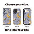 受注生産 iPhoneケース ブルー背景の月と星のパターン｜星柄 STAR068A