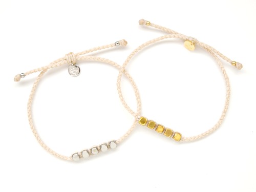 Brass Beads Bracelet/White (Gold/Silver)[真鍮ブレスレット]