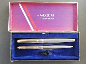 【セット販売】'70s　パーカー ７５　PARKER 75 Crosshatch grid　（極細字）　14K　（＋　パーカー ボールペン）　　　　　02189