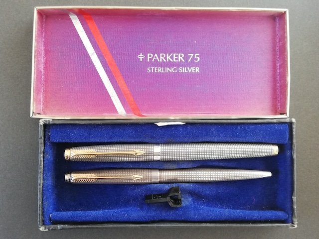 【セット販売】'70s　パーカー ７５　PARKER 75 Crosshatch grid　（極細字）　14K　（＋　パーカー ボールペン）　　　　　02189