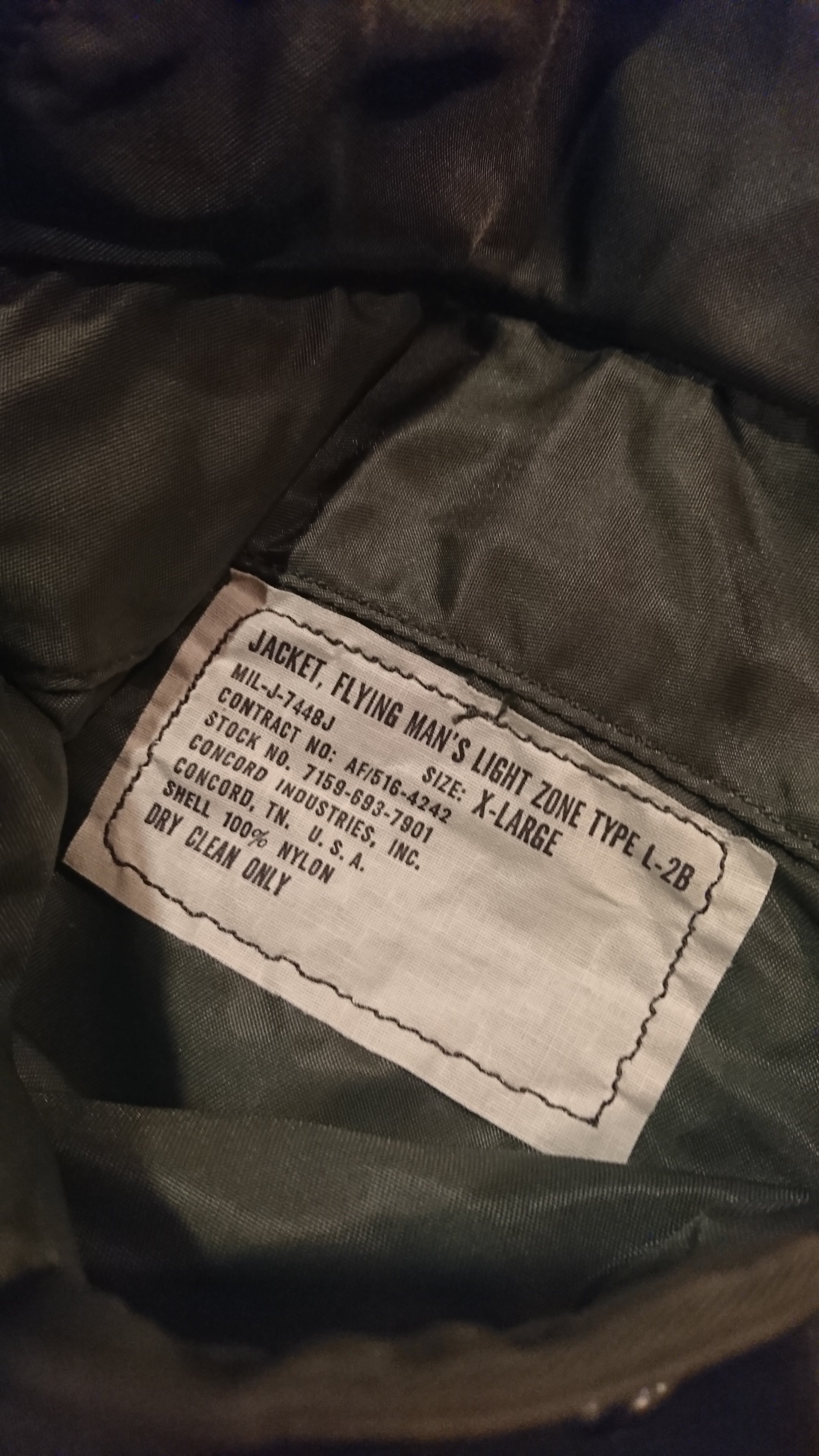 70s Concord Industries, Inc l-2b ヴィンテージ 70年代 CONCORD INDUSTRIES L-2B ミリタリー フライトジャケット 民間