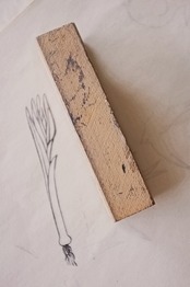 フランス 10c 平面の長ネギさんとメランコリーな木製スタンプ ヴィンテージ