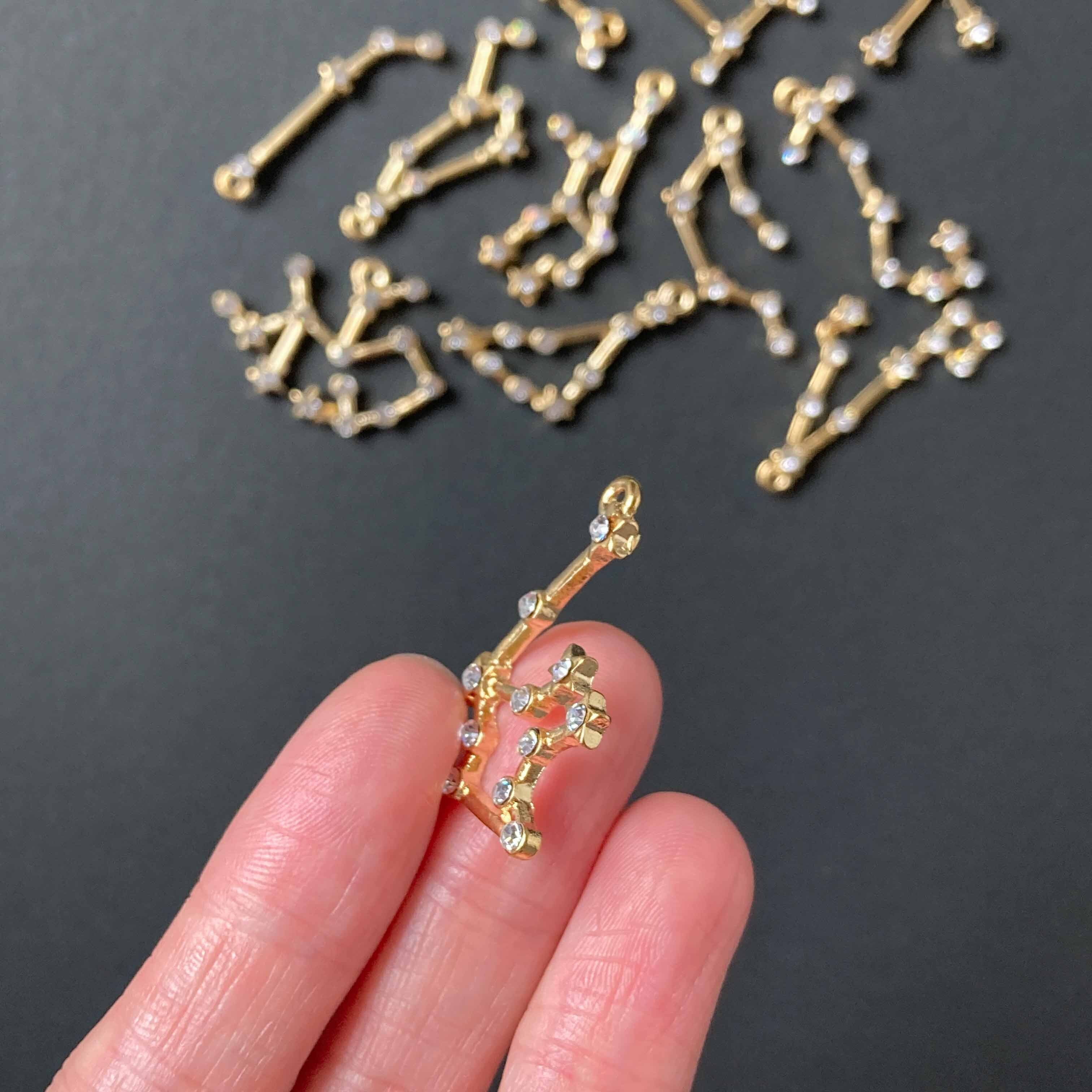 12星座のビジュー付きメタルチャーム | Dua-アクセサリーパーツショップ