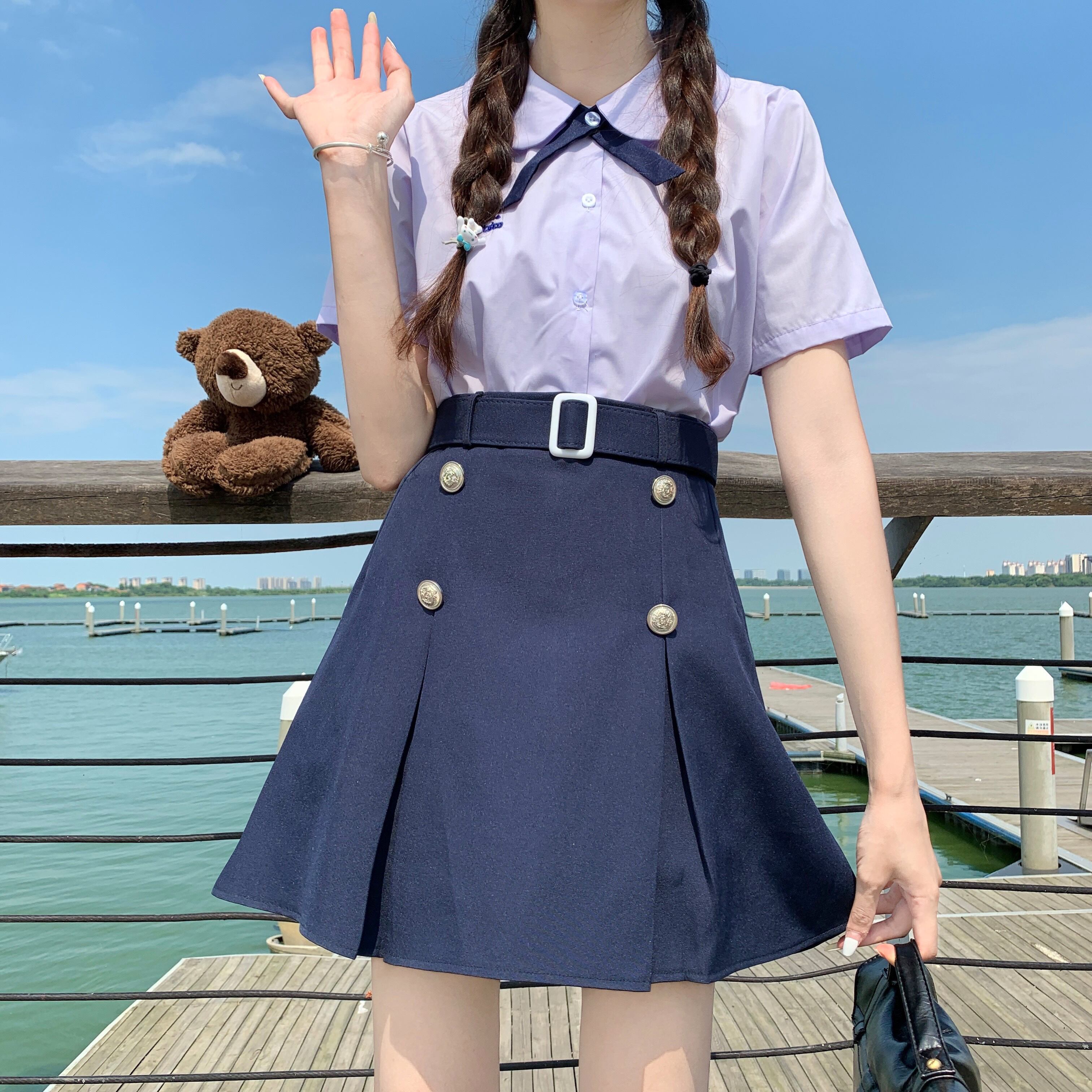 スタイルサマー刺繍ショートシャツ トップス ハイウェストAラインスカート セット 夏物 萌量不足56143696156