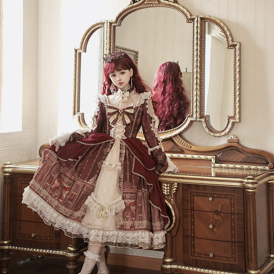 ドレス風ロリータワンピース♡お出かけや女子会、撮影会、お茶会に！お姫様風ワンピ ドレス風ロリータワンピース♡お出かけや女子会、撮影会、お茶会に