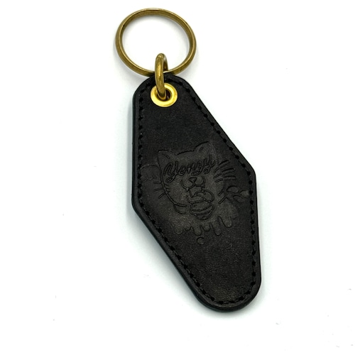 YONZY Motel TYPE Leather Key Holder イタリアスクラッチレザー ブラック/ターコイズ 招きversion