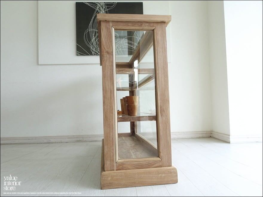 引取り限定 木枠 ガラス ショーケース 陳列棚 飾り棚 パンケース 古家具 什器 無垢 ガラスパンケースW ショーケース 陳列ケ－ス シンプル