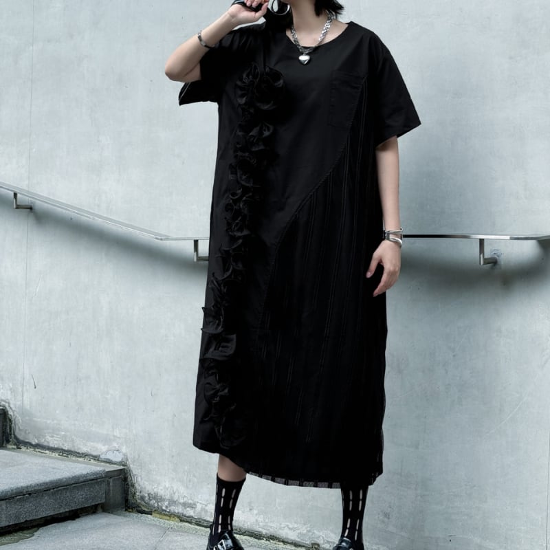 Aラインシルエット切り替えデザインフレアースカート 1color ON0937