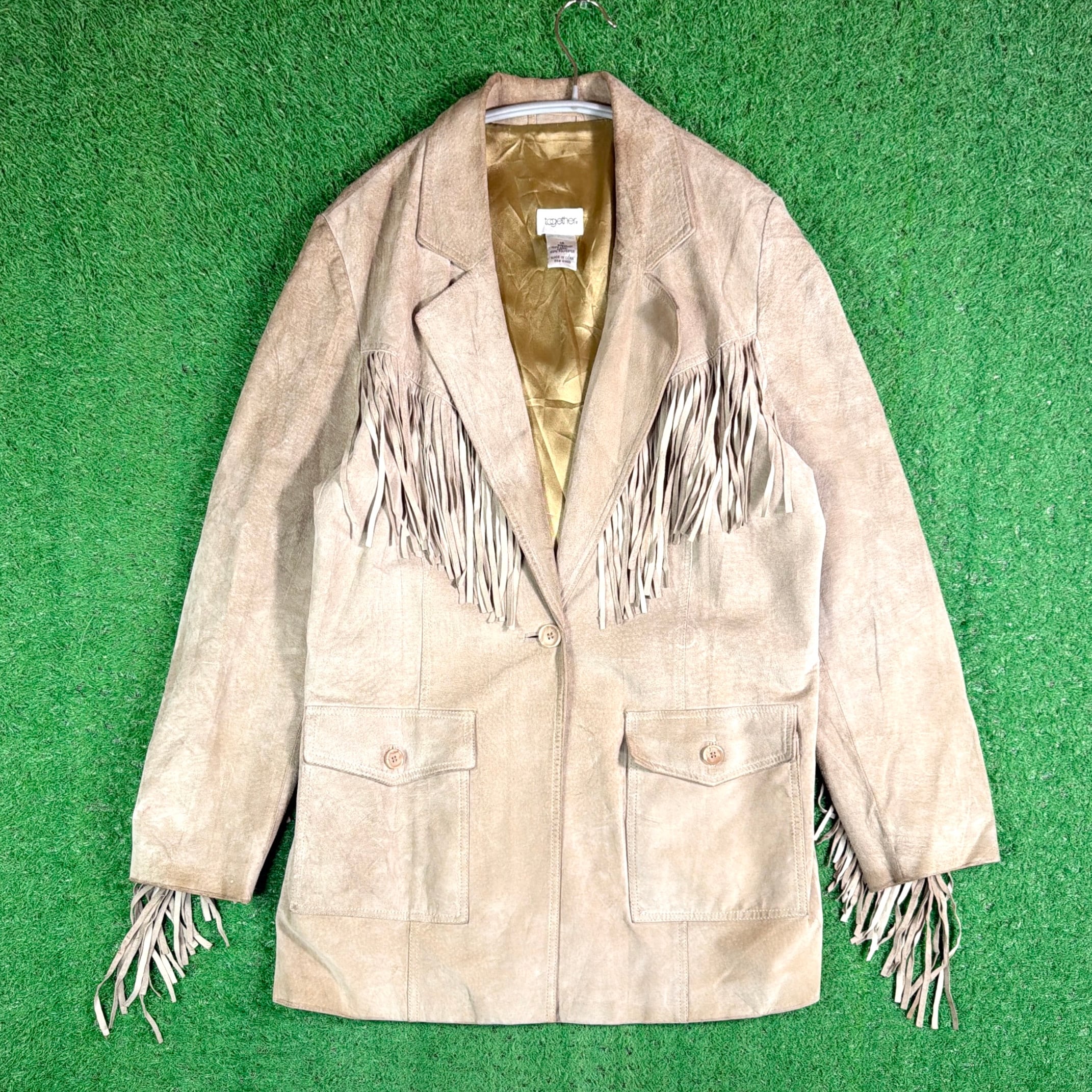 Unisex】 90s フリンジ スエード レザー ジャケット / 古着 革 メンズ