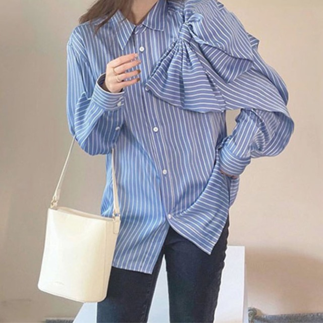 BIGリボン ストライプ ブラウス 3412553