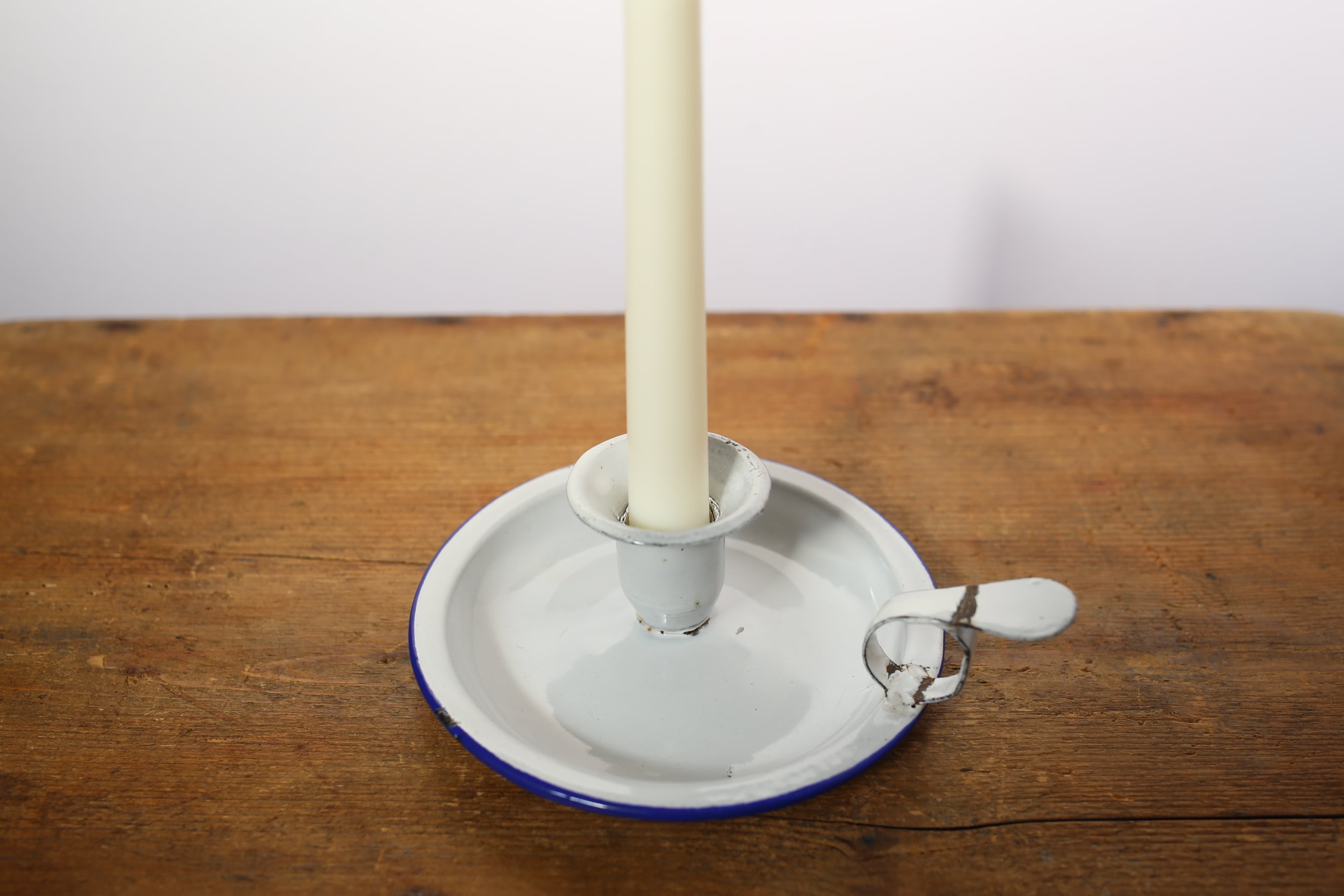 フランス アンティーク ヴィンテージ ホーロー キャンドルスタンド テーパードキャンドル付き N-02361