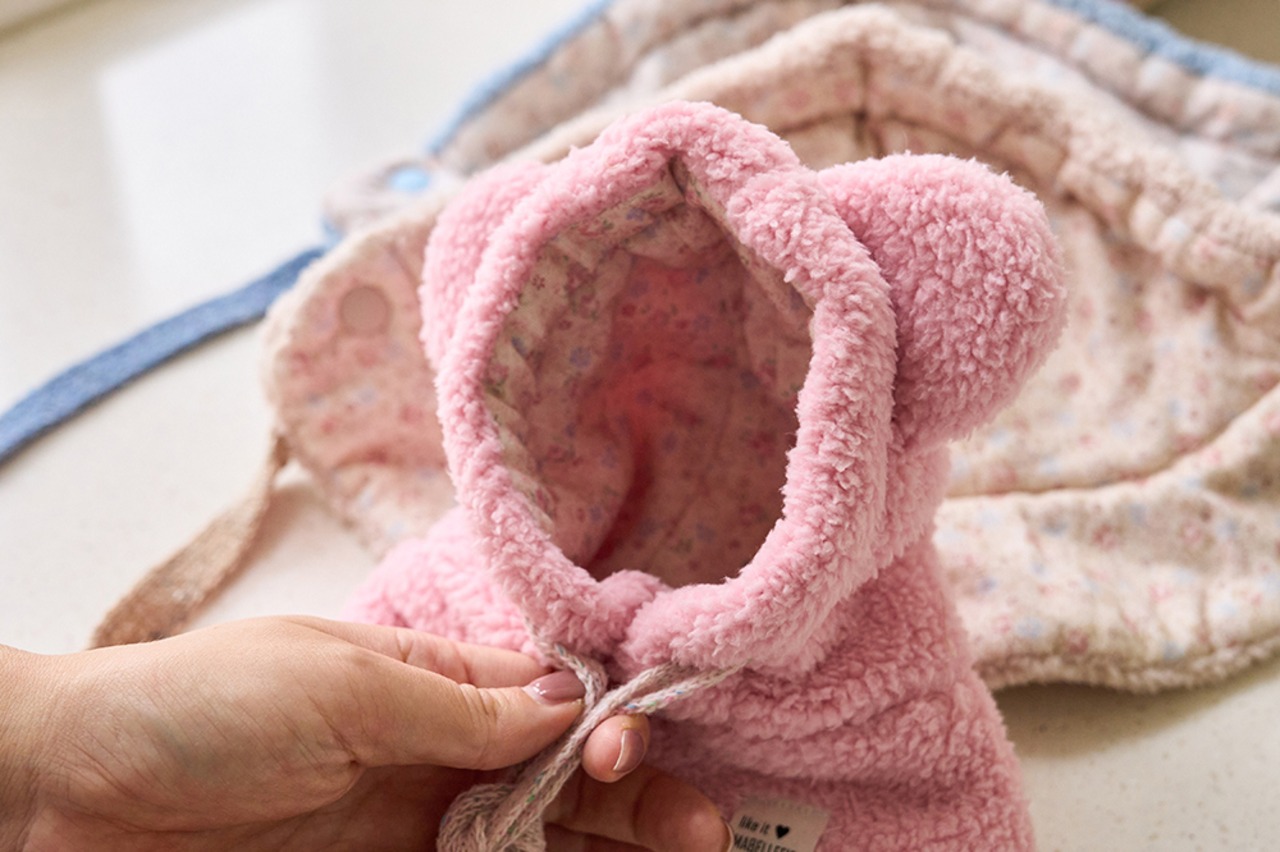 即納 【mabellefifi】ポグルフードケープ pink