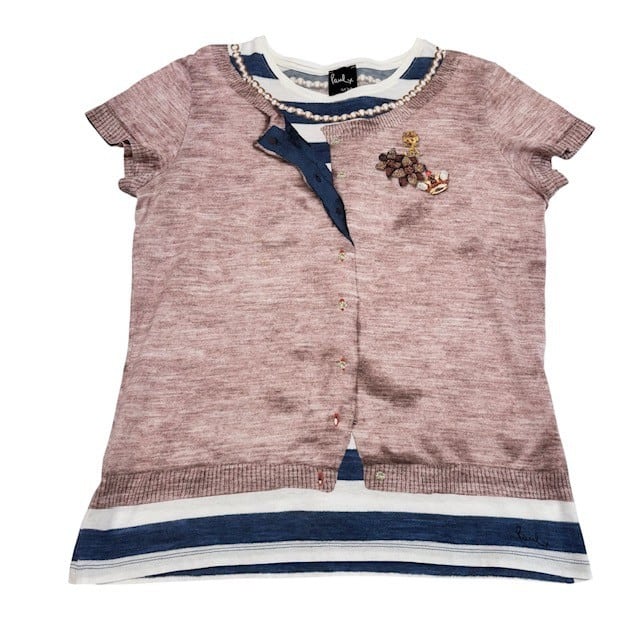 古着 ポールスミス Paul Smith 半袖 Tシャツ クリーニング済み ブローチ ネックレス だまし絵 レディース Mサイズ