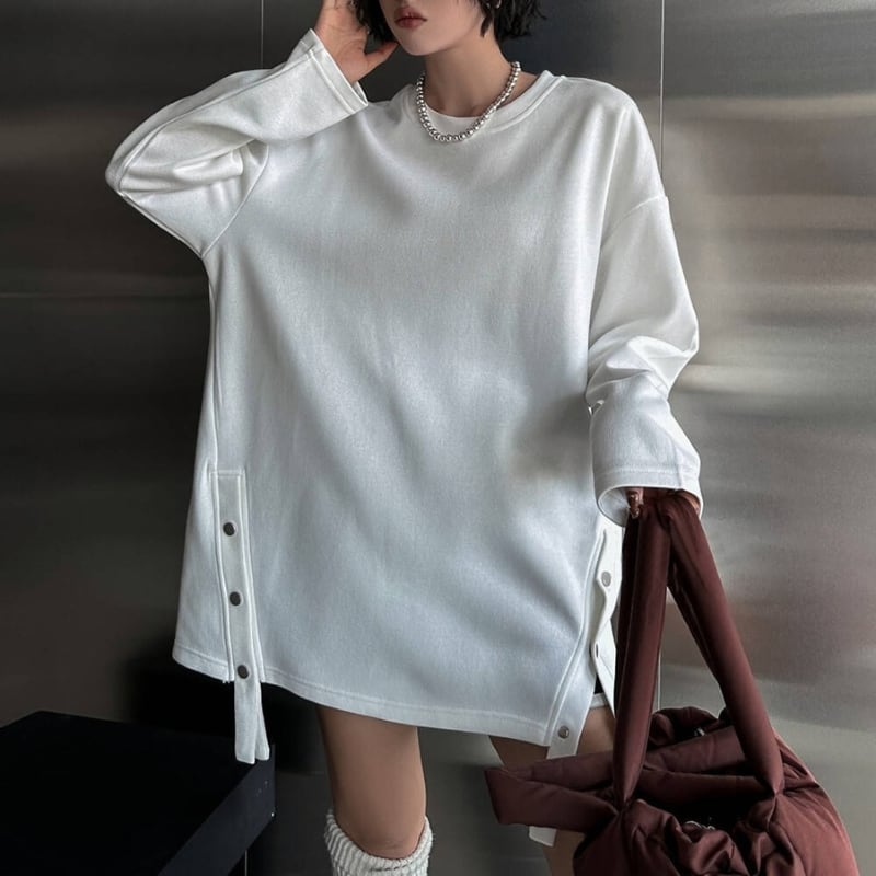 サイドモードデザインクルーネックトップ R01226