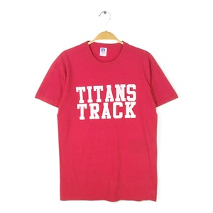 00s ラッセルアスレティック Tシャツ カレッジ TITANS TRACK レッド RUSSELL サイズM 古着 @BZ0471