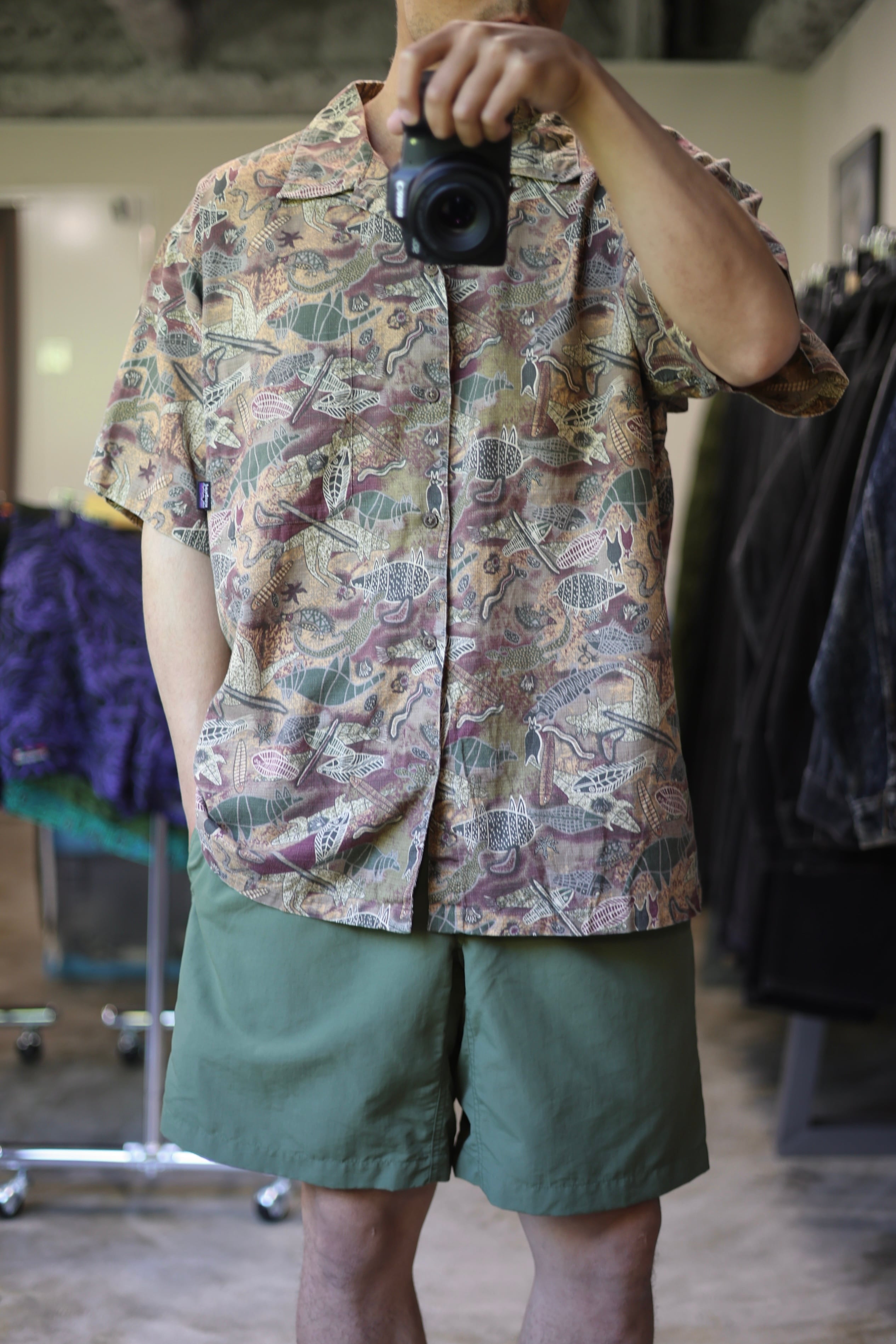 Patagonia A/Cshirt Wombat 総柄 サイズL 99年 美品 L 99年 Wombat A/C Shirt Patagonia ACシャツ パタゴニア ウォン