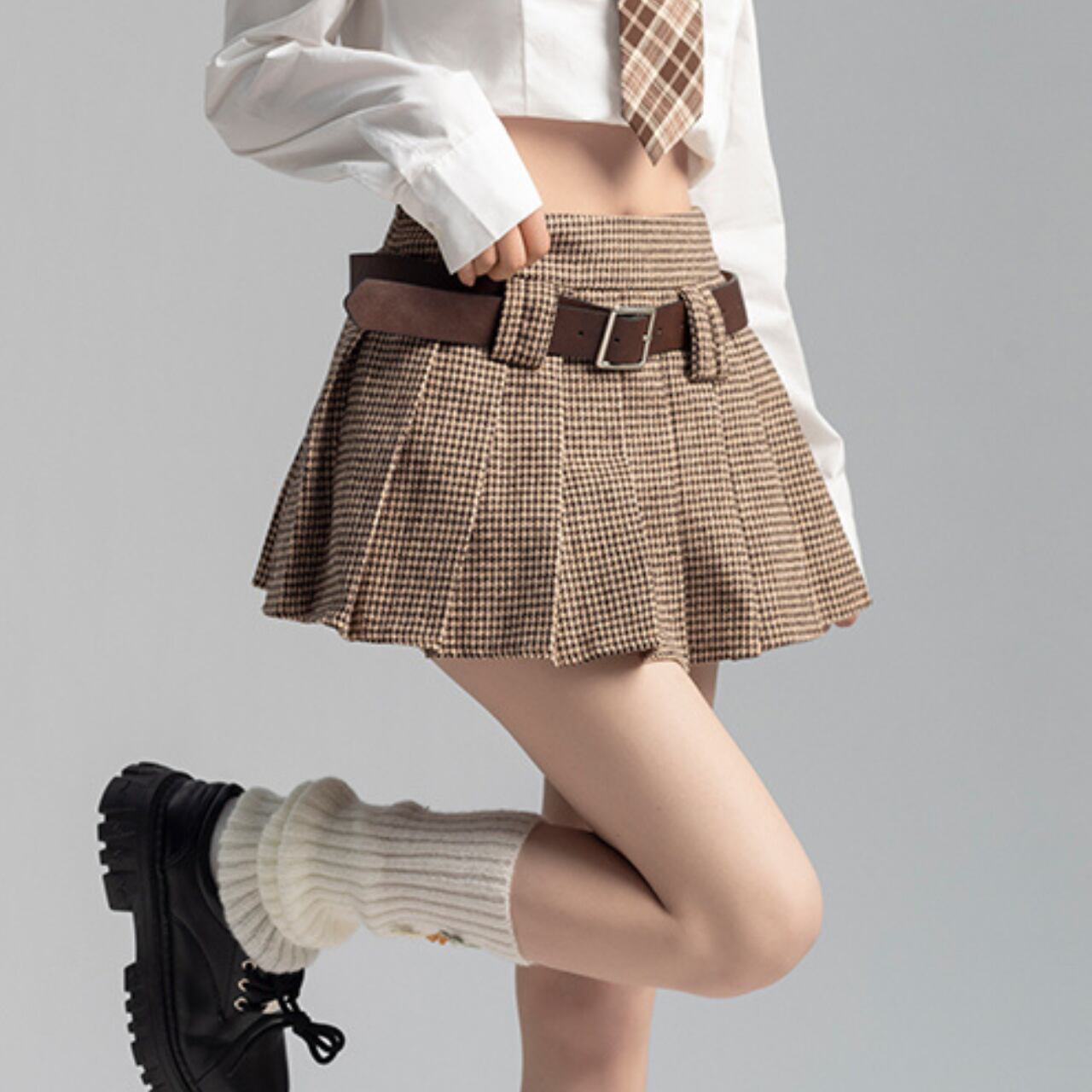 千鳥柄プリーツスカート　1328