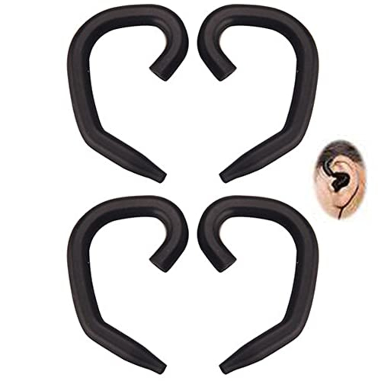 Enjoy Youth 耳フック ループクリップ イヤループクリップ 交換 イヤーフック 落ち防止 軽量 耳フック 耳に優しい 防水防滴 イヤフォンフック ブラック 2ペア